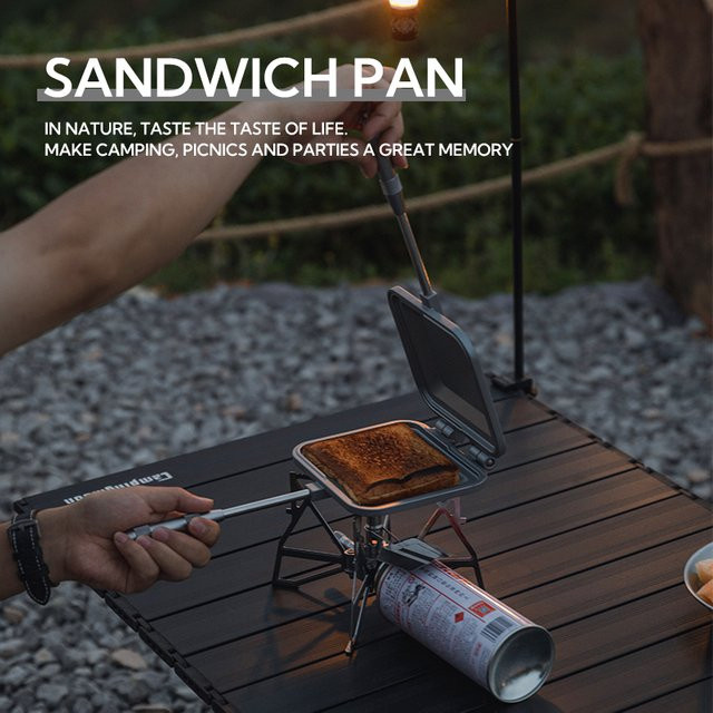 CAMPINGMOON TT-1315 Toasted Sandwich Maker Antihaft-Sandwichpresse aus Aluminium in Silber - Bild 1