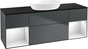 V&B Waschtischunterschrank Finion mit Wandbeleuchtung, Farbe Grau lackiert, Breite: 160 cm, Tiefe: 50,1 cm, Höhe: 50,1 cm - Bild 1