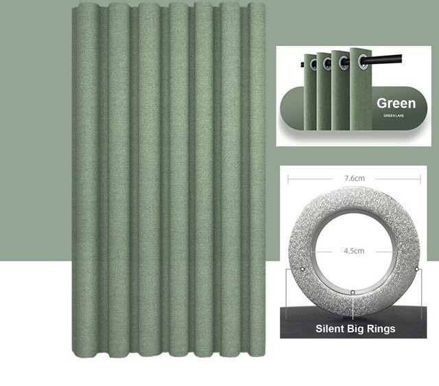 Wasserfester Duschvorhang aus Leinenimitat von WHQ Home Decoration in Grün, B: 200 cm, H: 200 cm - Bild 1