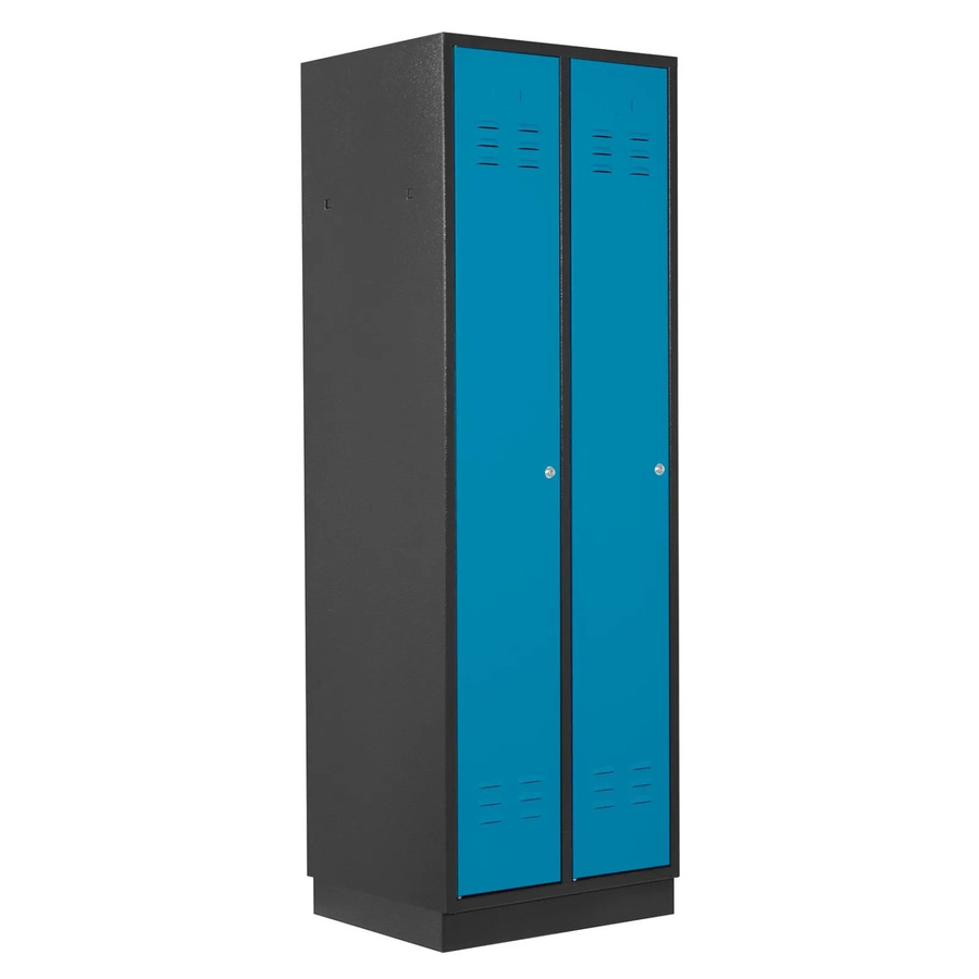 PROREGAL Garderobenschrank Ermine mit 2 Türen, Anthrazitgrau/Lichtblau, H x B x T: 178 x 60 x 50 cm - Bild 2
