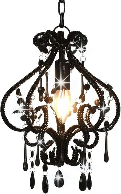 vidaXL Deckenleuchte Schwarz Rund mit Perlen aus Acryl und Metall, E14, Durchmesser: 32,0 cm - Bild 1