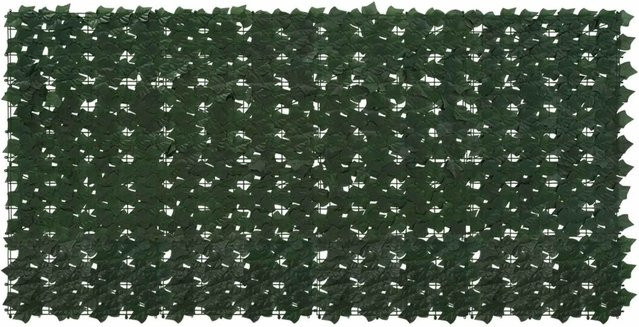 vidaXL Balkonsichtschutz mit Blättern in Dunkelgrün, künstliche Hecke aus Kunststoff und Polyester, Breite: 200 cm, Höhe: 100 cm - Bild 1