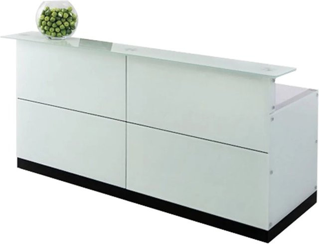 Jet-Line Empfangstheke Davos in Weiß mit edler Glasfront, B/T/H: 220 x 70 x 105 cm - Bild 1