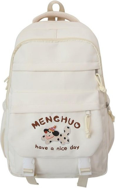 Yiran Bag Bestickter Cartoon Welpe Schulranzen im Koreanischen College Stil für Schüler, mehrschichtiger Rucksack aus Polyester, Farben: Schwarz, Weiß, Blau - Bild 1