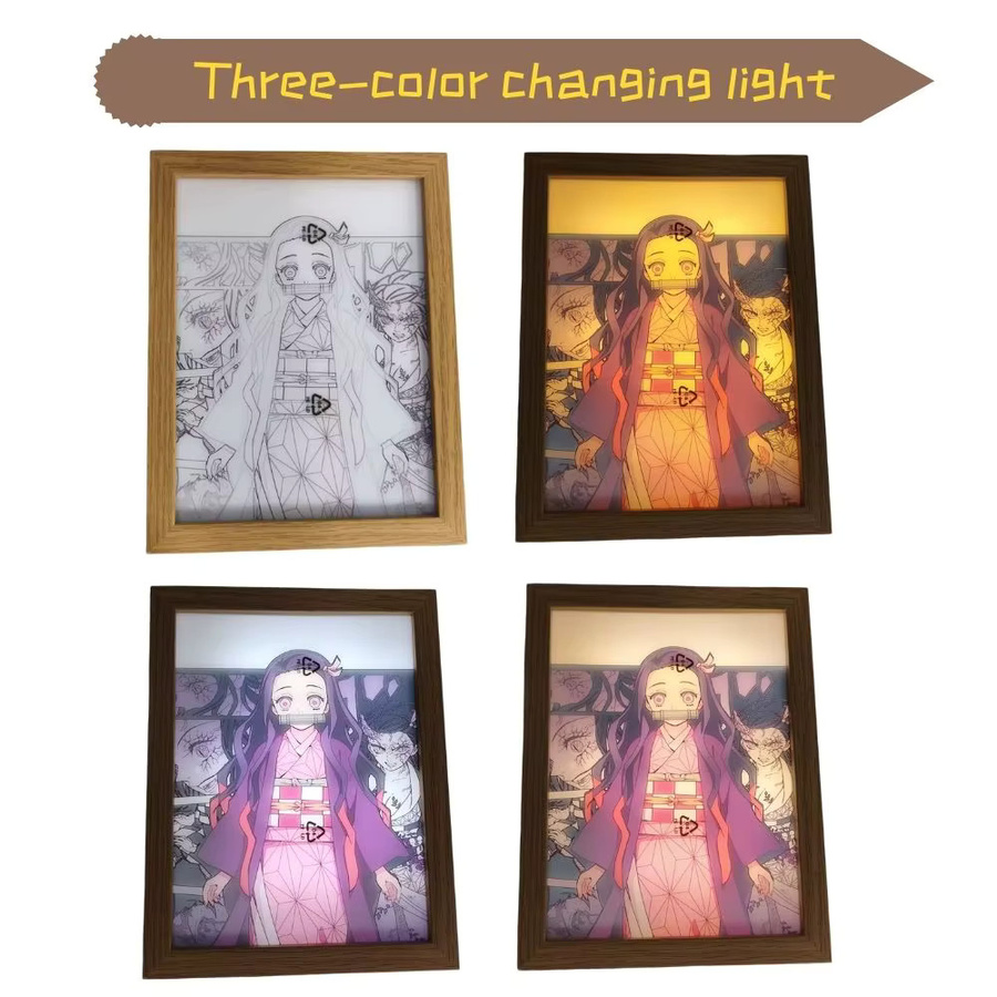 Bandai Anime LED-Nachtlicht mit Tanjiro und Nezuko Figuren in Multicolor als dekorative Schlafzimmerlampe - Bild 4