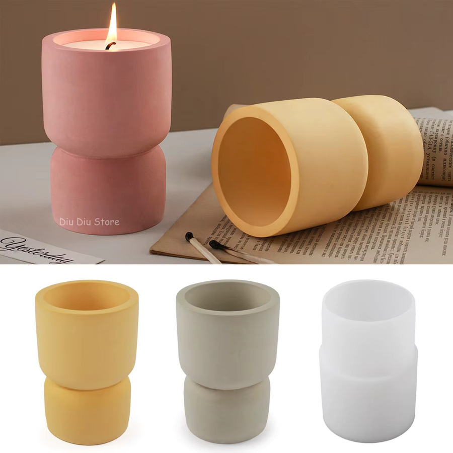 UDOCOOL Silikonform für zylindrische Kerzen und Tassen in Pink zum DIY Gießen von Beton, Gips oder Harz - Bild 1