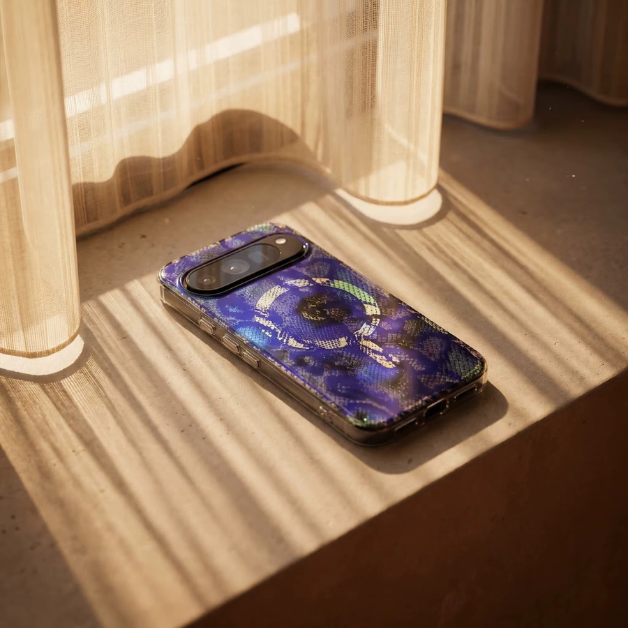 Funda Schutzhülle mit Schlangenstruktur und Magnetverschluss für Google Pixel 10 9 Pro 10 Pro XL 9A 10A in Blau mit Farbverlauf - Bild 5