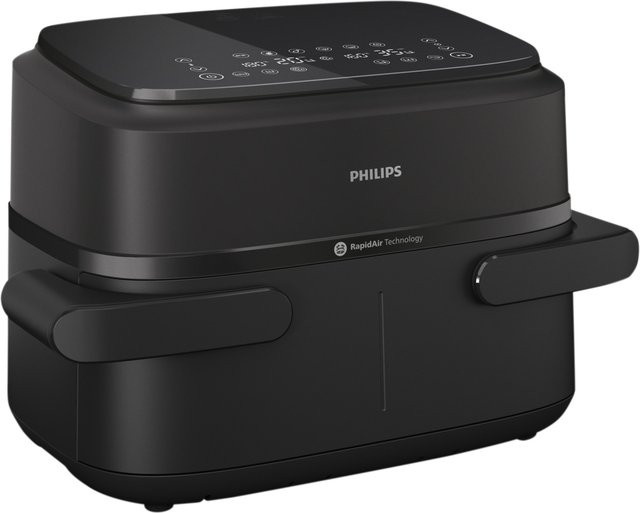 Philips Heißluftfritteuse Airfryer 1000 Serie NA150/00 mit flexiblem 7 L Korb und abnehmbarem Trenner, Schwarz - Bild 1