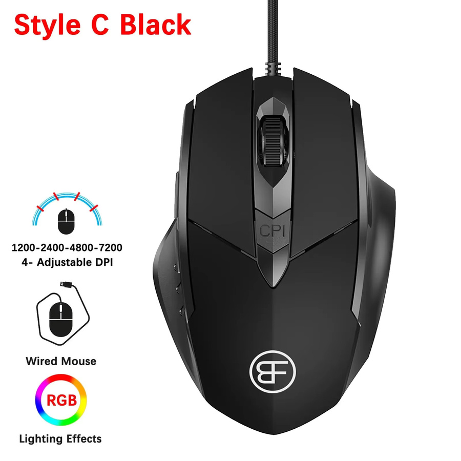 BalanceFit RGB Gaming-Maus mit 6 Tasten und einstellbaren 4-7200 DPI, ergonomisches Design, Schwarz - Bild 5