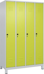 C+P Spind Classic PLUS Garderobenschrank mit 4 Abteilen, Farbe Grau/Grün, H x B x T: 195 x 120 x 50 cm - Bild 1