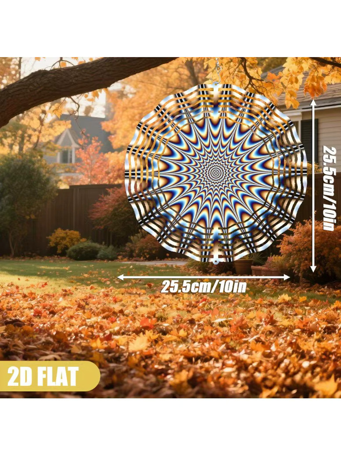 CIFBUY 2D Flacher Windspinner 10 Zoll mit spiralförmigem Farbverlauf und geometrischem Muster, Grau und Mehrfarbig, Durchmesser: 25,4 cm - Bild 7