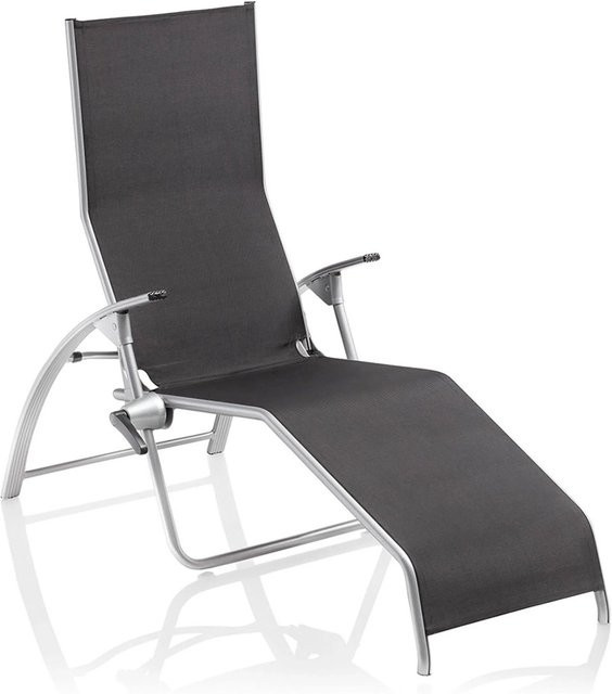 Kettler Tampa Bäderliege Saunaliege mit Aluminiumgestell und Batyline-Bespannung in Silber Charcoal - Bild 1