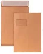 POSTHORN Faltentasche DIN C4 mit Fenster, braun, selbstklebend, Kraftpapier - Bild 1