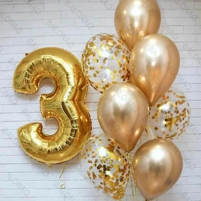 8er Set BALONAQ Zahlenfolienballons in Gold für Happy Birthday Party Dekorationen, 32 Zoll (81,28 cm) - Bild 1