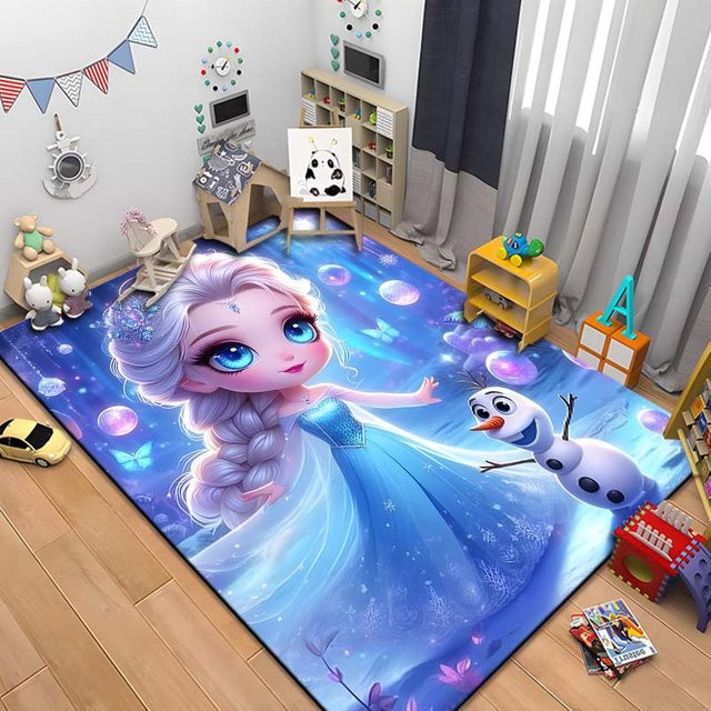 Useful Home Kinderteppich Schneekönigin Frozen Elsa Motiv in Blau, B/T: 80 x 160 cm - Bild 1