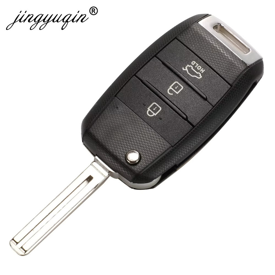 Jingyuqin Auto Fernbedienung Flip Key für Kia 433,92 MHz mit ID46 Chip, 3 Tasten, Schwarz - Bild 2