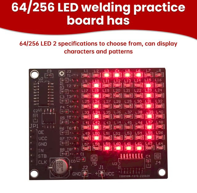 Aideepen DIY LED SMD Dot Matrix Werbebildschirm Kit mit 64LED oder 256LED in Rot und Schwarz - Bild 1