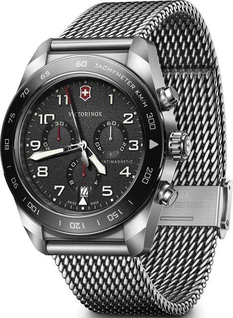 Victorinox Chronograph, Quarz, Edelstahl, Schwarz, 42 mm, Herren - Bild 1