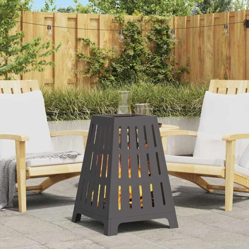 Feuerplatz aus kaltgewalztem Stahl von Vidaxl in Schwarz, B/T/H: 50 x 50 x 70 cm - Bild 1