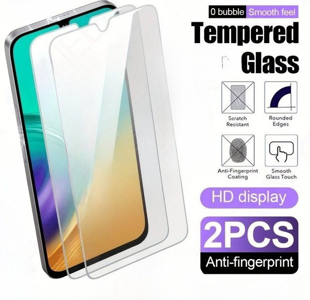 2 Stück HD Clear Displayschutzfolie aus gehärtetem Glas für Samsung Galaxy A15 A26 A36 A56 A55 A53 5G A13 A16 A25 A35 A41 A73 in Transparent - Bild 1