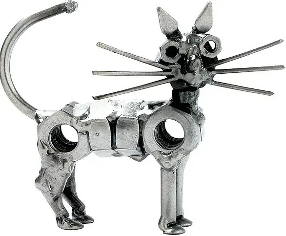 Hinz & Kunst Schraubenfigur Katze stehend aus Metall in Silber im Industrial Design - Bild 1