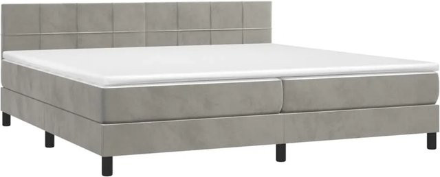 vidaXL Boxspringbett King/XL mit Matratze und LED-Unterbettbeleuchtung in Grau, Samt, B/T/H: 200 x 200 x 78 cm - Bild 1