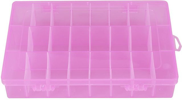 CosyHome Schmuckbox mit 24 verstellbaren Fächern aus Kunststoff in Rosa, B/T/H: 20,0 x 13,0 x 3,5 cm - Bild 1