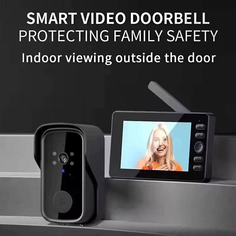 Luxuglow Drahtlose Video-Türklingel mit 4,3 Zoll IPS-Bildschirm, 1080P HD-Video, Zwei-Wege-Gegensprechanlage und Nachtsicht, Schwarz, Wasserdicht - Bild 2