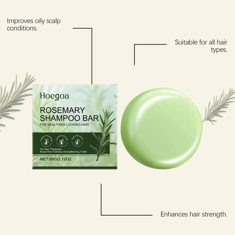 Hoegoa Rosmarin Shampoo-Riegel, 60 g, für fettiges Haar, Unisex - Bild 2