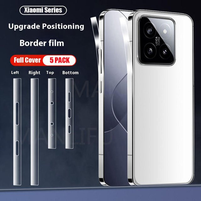 5er Pack Hydrogel Seiten-Schutzfolien für Xiaomi 14 Ultra, Xiaomi 14 Pro und Xiaomi 13 Ultra, transparent, Anti-Scratch Rand-Schutz für den Telefonrahmen - Bild 1