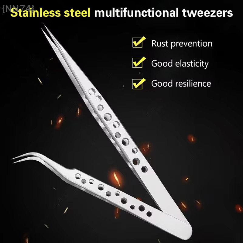 JETTING 2-teiliges antistatisches Pinzetten-Set aus Edelstahl mit gerader und gebogener Spitze für industrielle Präzisionsreparaturen - Bild 1