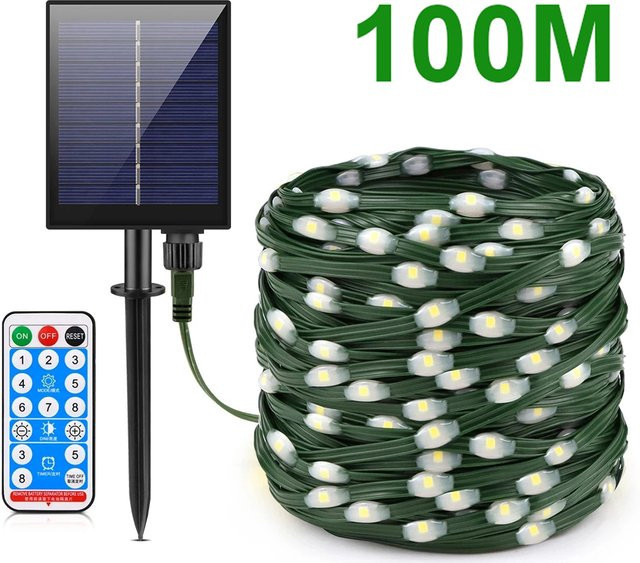 Lcamaw Solar LED Lichterkette mit warmweißem Licht und Solarpanel für Garten, Hof und Hochzeit - Bild 1