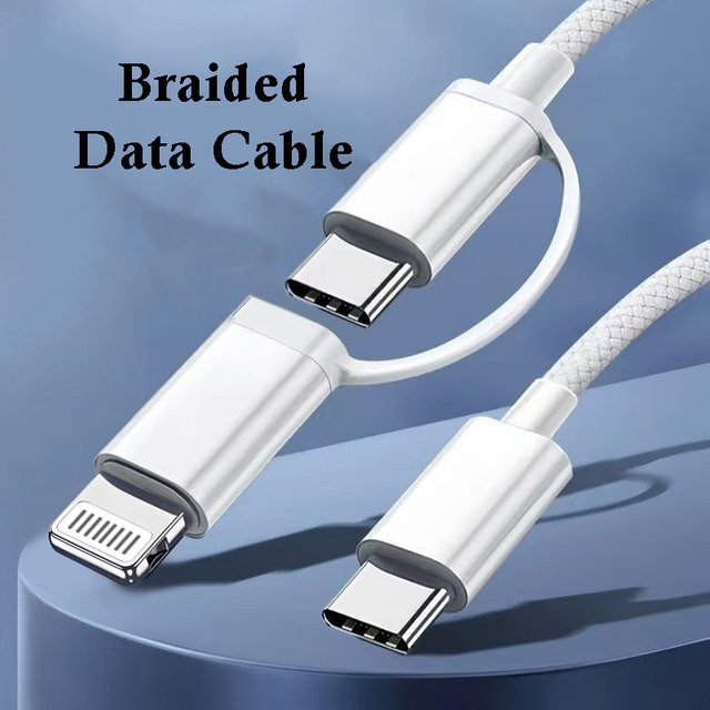 OIITH 2 in 1 USB-C Schnellladekabel 60W PD 3A Datenkabel in Schwarz für iPhone 16 15 Pro Samsung S23 Xiaomi und weitere USB-C Geräte - Bild 1