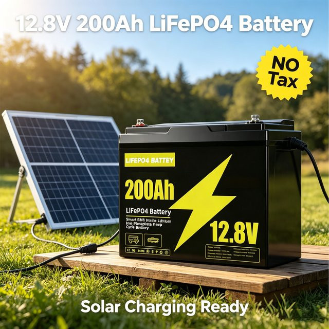 avtark 12V 200Ah LiFePO4 Batterie mit 100A BMS für Wohnmobile, Marine und Off-Grid-Anwendungen - Bild 1