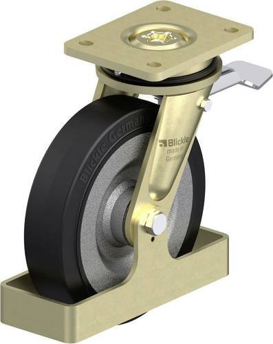 Blickle Schwerlast-Lenkrolle LS-SE 200K-ST-FS in Anthrazit und Schwarz mit Stahlgehäuse und 200 mm Rad-Durchmesser für eine Tragfähigkeit von 600 kg - Bild 1