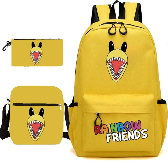 3-teiliges Schulrucksack-Set für Schüler in Gelb aus Oxford-Stoff mit Schultasche, Schultergurt und Federmäppchen - Bild 1