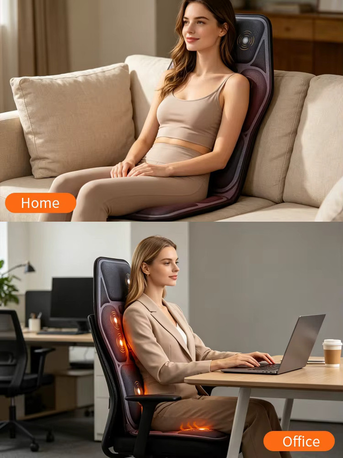 Ekmoey Beheizbares Vibrations-Massagesitzkissen in Schwarz zur Entspannung von Nacken, Rücken und Hüfte für Zuhause, Büro oder Auto - Bild 4