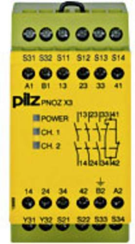 PILZ Sicherheitsschaltgerät PNOZ X3 in Gelb, Betriebsspannung 230VAC/24VDC, 3 Schließer/1 Öffner, 1SO - Bild 1