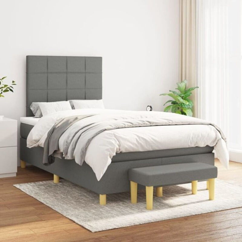 vidaxl Boxspringbett mit Matratze in Anthrazit Grau aus Stoff mit Polsterung im modernen Design B/T: 120 x 200 cm - Bild 1