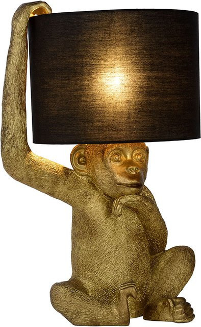 Lucide Extravaganza Chimp Tischleuchte in Multicolour mit Gold/Messing und schwarzem Stoffschirm - Bild 1
