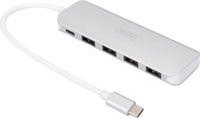 Digitus USB-C Hub DA-70242-1 mit 4 USB 3.2 Gen 1 Ports und PD Schnellladefunktion in Silber - Bild 1
