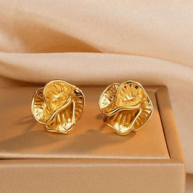 Lucky Star Jewelry Ohrringe, gefaltete Blumen, gold, Damen - Bild 1