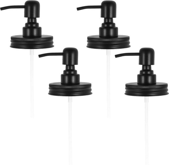 Willstar 4er-Set Edelstahl Pumpspender-Deckel für Einmachgläser aus 304 Edelstahl in Silber und Schwarz - Bild 1