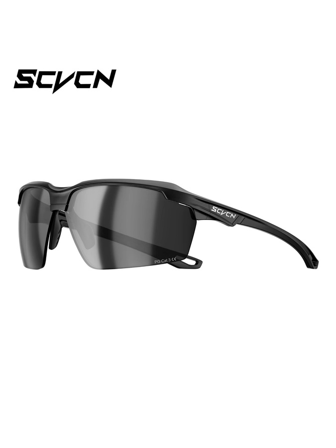 SCVCN Sportsonnenbrille, Vollrand, Kunststoff, Schwarz, Unisex, polarisiert - Bild 5
