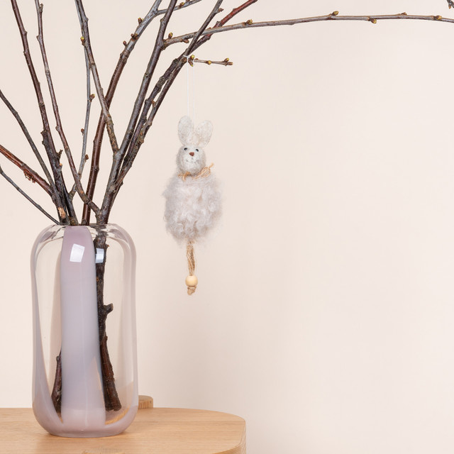 Blume2000 Deko Stoffhänger Hase in Cremeweiß aus Textil und Holz - Bild 1