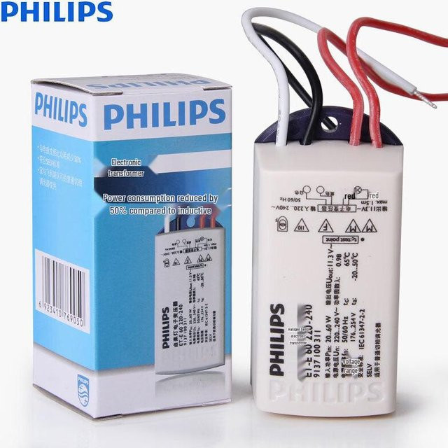 Philips ET-E60W Elektronischer Transformator für Halogen und LED in Weiß mit 60 W und IP30 Schutzart - Bild 1