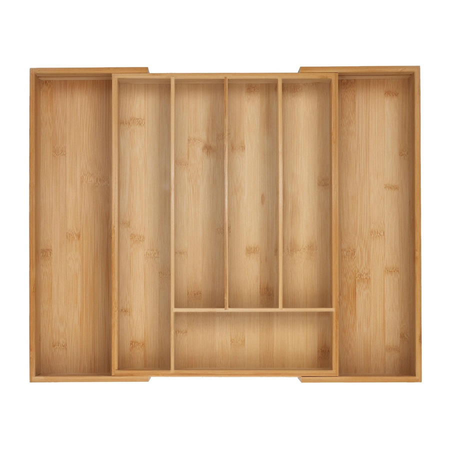 Relaxdays Besteckkasten aus Bambus in Natur, ausziehbar und verstellbar mit 5 bis 7 Fächern, Farbe: Beige/Braun - Bild 2