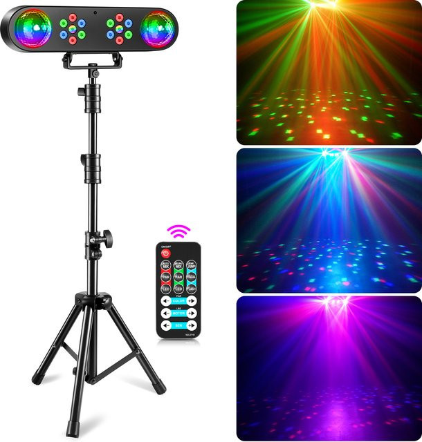 Datewink Mini RGB LED Bühnenbeleuchtung mit Halterung und Fernbedienung, Schwarz, Multicolour - Bild 1