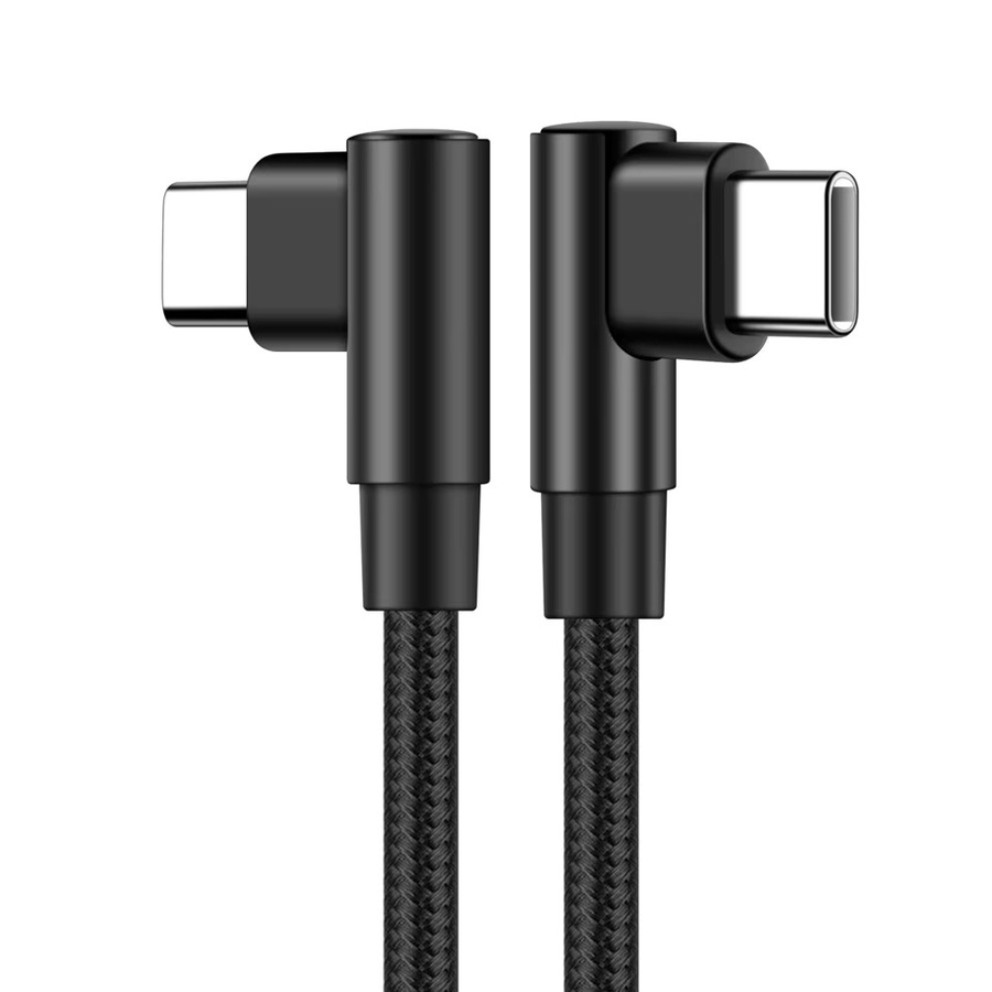 Oeny USB-C auf USB-C Ladekabel mit 90-Grad-Winkel, 60W PD Schnellladefunktion, Nylon-Geflecht, Schwarz - Bild 4