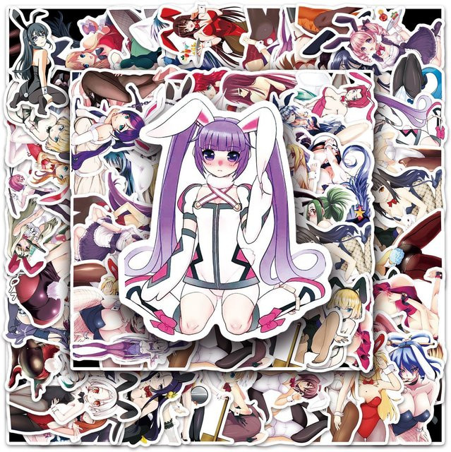 FANLU Wasserfeste Aufkleber im japanischen Comic-Stil mit Bunny Girl Motiven, 10 bis 61 Stück, Mehrfarbig - Bild 1